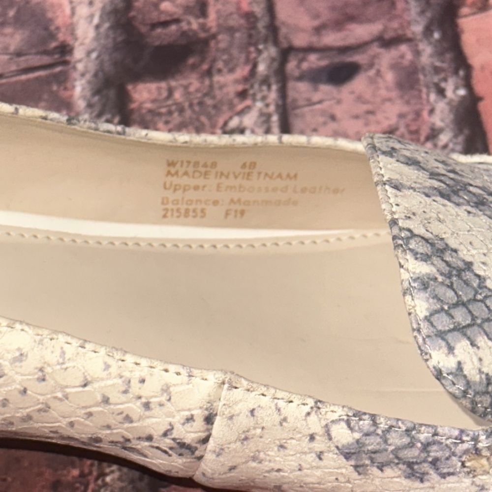 Cole Haan Mabel Skimmer Loafers Chalk Python Print Leather Size 6 B View 6
